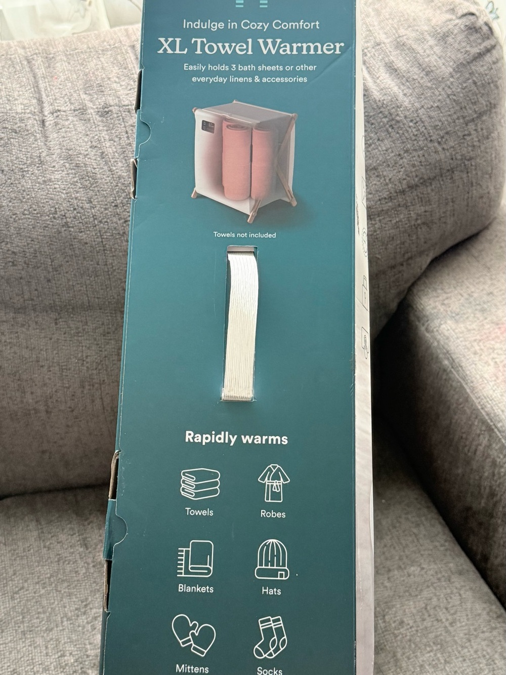 Homedics XL Towel Warmer in White and Pink Accent